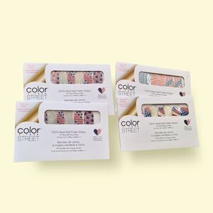 Color Street Patriotic Nail Polish Strips Lot (4 Packs – Mixed Designs)